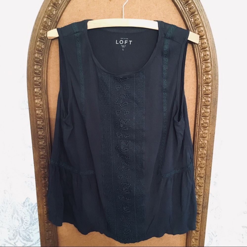 LOFT turquoise business casual sleeveless blouse L